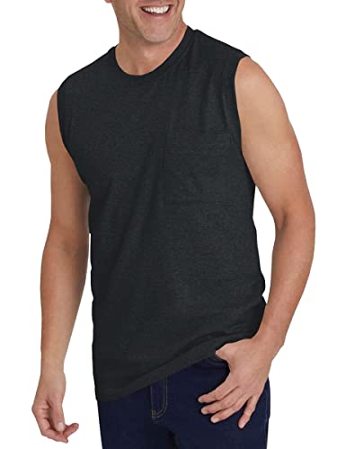Wihion Men's Sleeveless Gym Tank Tops with Pocket Workout Bodybuilding Muscle T Shirts