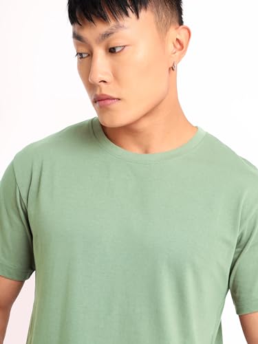 Image of BEYOUNG Cotton Regular Fit Plain T-Shirt for Men | Flexible Round Neck | Casual T-Shirt | Solid T-Shirt | Half-Sleeves | Stylish T-Shirt