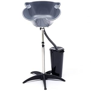 Portable Shampoo Sink 10L Spa Salon Beauty Equipment Station Backwash Units Bowls Chair Bowl 180 Degree Adjustment 103-139cm(Height is Adjustable) for Hair Office Hairdressing School Home
