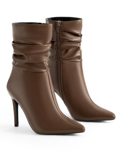 Mid Calf Boots for Women Stiletto High Heel Slouch Boot Pointed Toe Side Zipper Sexy Fashion Ankle Booties Waterproof Fall Winter Dressy Shoes for Work, Party and prom3