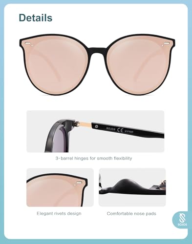 Image of SOJOS Sunglasses Womens Trendy 2025 Classic Round Retro Vintage Shades Large Frame Sunnies SJ2067