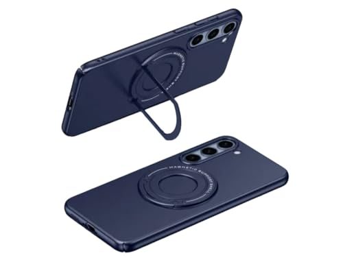 Image of Protective Phone Cover Compatible for Samsung Galaxy S23 Plus Case Silicone Ring Holder Kickstand Magnetic Slim Soft Rubber Protective Phone Cover - Blue Color