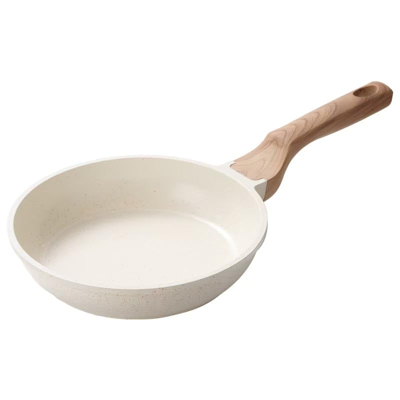 Sartén antiadherente de cerámica de inducción, sartén ligera, saludable y no tóxica, sartén para huevos compatible con todas las estufas (blanco, 8 pulgadas)