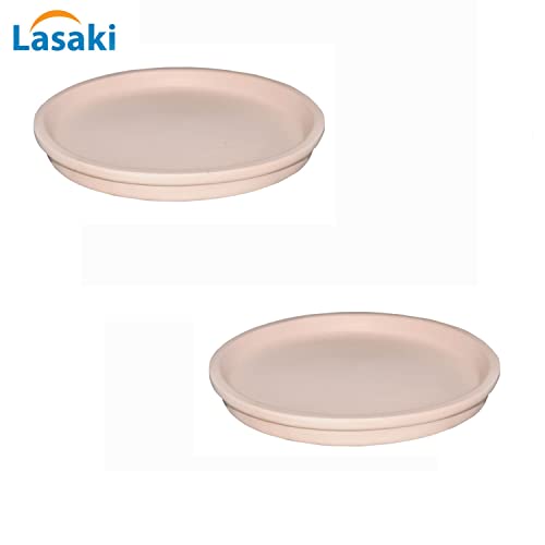 Image of Lasaki Round Ceramic Trays (Plates Saucers) for Pots, planters, Flower, Succulent(Set of 2,Pink,5 inch) R5(Plants not Included)