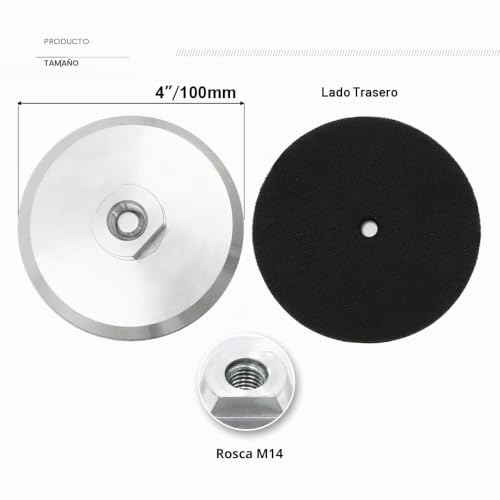 Miniatura 2 de Shdiatool Almohadilla De Respaldo De Aluminio 4 Pulgadas 100mm M14