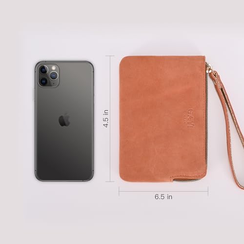 Image of Genuine Leather 4.5 x 6.5 Wristlet Purse for Women, Evening Wristlet Pouch Clutch Bag