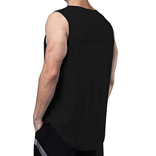 Meioro Men's Mesh Tank Top Black Shirt Quick Dry Sleeveless Shirts Fitting Muscle Tank Tops Sport Round Neck T-Shirt #TOP2