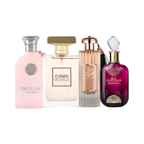 Melhor Perfume Árabe Feminino: Top 10 melhores em 2025 9 Kit 4 Perfumes Árabes Femininos | Delilah, Moiselle, Durrat & Sabah - Inspirados - Alta Fixação e...