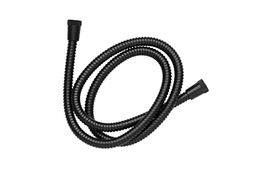 Croydex 1.75m Matt Black Reinforced Stainless Steel Shower Hose, Large Bore, 2 Matt Black Conical Fitments