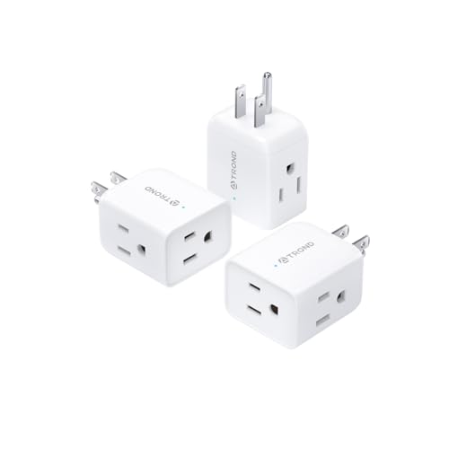 TROND Multi Plug Wall Outlet Extender - 3 Pack Multiple Plug Extension Outlet Splitter Adapter, ETL Listed Horizontal 3 Way Grounded Socket, for Home Office Dorm Cruise Ship Travel Essentials, White