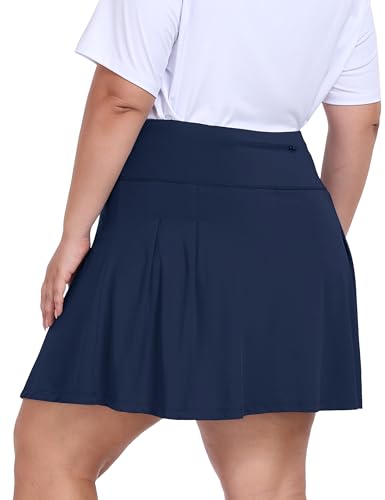 MoFiz Plus Size 20" Knee Length Skorts Skirts for Women Golf Tennis Skort High Waisted Athletic Skirt for Summer Casual3