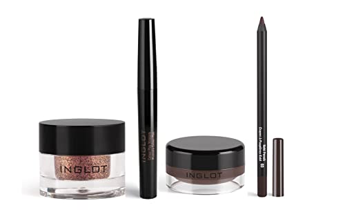 Inglot Eye Make Up Set So Chocolate - Brown Mascara, Amc Eyeliner Gel 90, Kohl Pencil 03 And Amc Pure Pigment Eyeshadow Plus A Eyeliner Brush. #TOP14