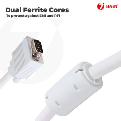 Image of Madhabi 20M VGA Cable Male to Male Video Cable with White Connectors - Supports 800x600 Resolution for Monitor, Projector, Laptop, and Desktop PC - Durable Long-Length Display Cord