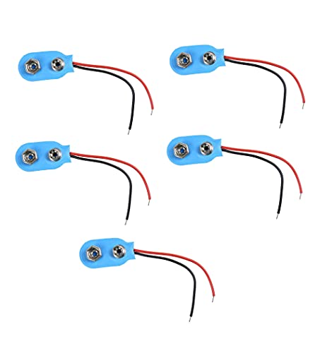 Image of Invento 5pcs 9V 9volt Battery Holder Clip Snap On Connector Cable Lead Blue