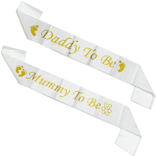 Szarfa do baby shower Mummy to Be Szarfa Daddy to Be, zestaw szarf na baby shower, na imprezę, imprezę, przyjęcie powitalne dla dziecka