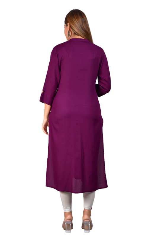 Image of NEW4U Women's Solid Rayon Straight Kurta