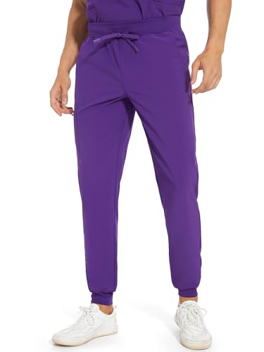 COZY SCRUBS Scrub Pants for Men, Jogger Pants, Purple, L, Tall