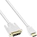 Produktbild InLine 17659U HDMI-DVI Kabel, weiß / gold, HDMI Stecker auf DVI 18+1 Stecker, 0,5m