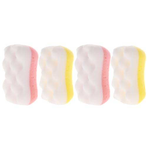 NUOBESTY Lot de 4 Éponges de Bain Exfoliantes Douces pour Peau 4 Pièces Couleurs Aléatoires Matériau Solide pour Nettoyage Corporel et Soin Quotidien Couleur