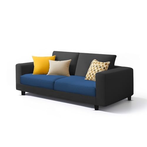 Image of Galib 2 Seater Sofa Set for Living Room (Blue Black Fabric) Premium Fabric Sofa Set