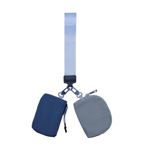 Image of JanJean Keychain Wristlet Wallet for Women Detachable Mini Zip Around Dual Pouch Wristlet For Travel Blue One Size