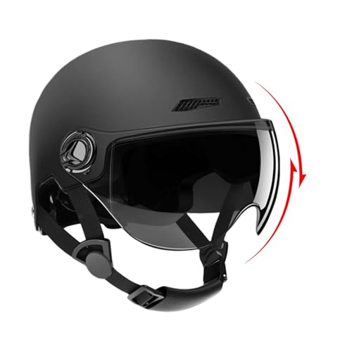 Jethelm Mit Visier, Motorradhelme Herren Frauen, Roller Helm Mit Sonnenblende, Mopedhelm Retro, Scooter Skateboard Helm Erwachsene, Reithelme Atmungsaktiv Kollisions Und Sicherheitsschutz 54-62cm