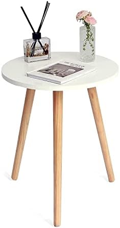 AWASEN Round Side Table, Small Accent Table Nightstand Modern End Table for Living Room Bedroom Office Small Spaces, 16''D x 19.5''H (White)
