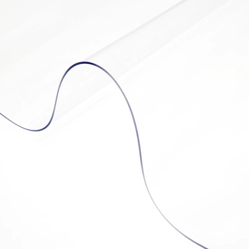 96 Inch Clear PVC Table Cover, 0.08" Thick Rectangle Desk Mat, Food-Grade Waterproof & Oil-Proof Table Protector for Dining Coffee Kitchen Worktable Dresser Cabinet