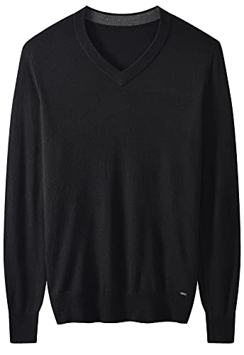 ZHILI Men's Fine Knit, 20% Merino Wool, DXL Big and Tall, V-Neck Sweater