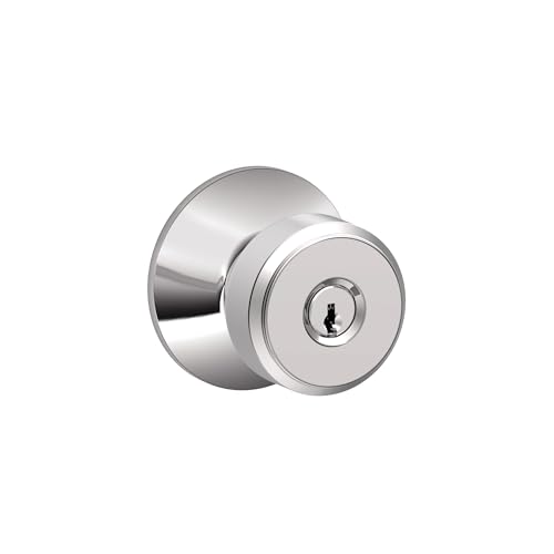 Image of SCHLAGE F51A BWE 625 Bowery Knob Keyed Entry Lock, Bright Chrome