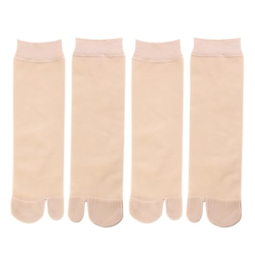 Happyyami 2 Pairs Summer Mid-Tube Silk Stockings for Women - Lightweight and Breathable Two-Toed Socks