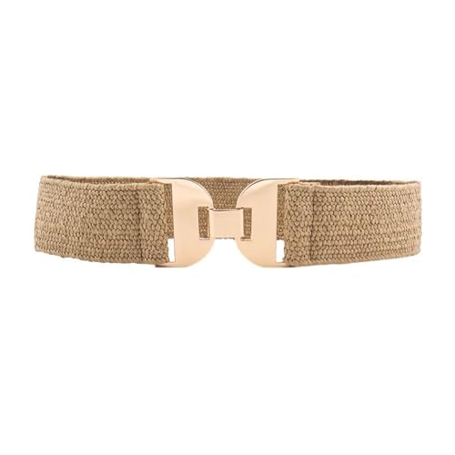 Women's Fashion Belt Stretch Braided Belt Metal Holeless Buckle Casual Spring Raffia Belt For Dress - Main Image