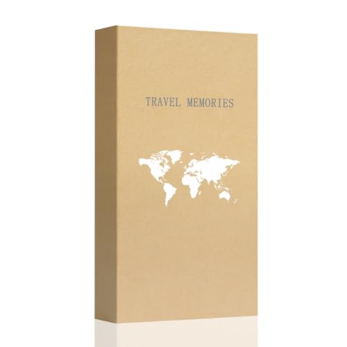 Tslespcx Travel Photo Album 4x6 300 Photos 3 Pictures Per Page 300 Pockets Refined Kraft Paper Cover Vacation Photo Album Travel Design World Map Adventure