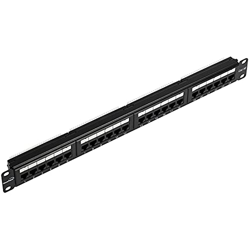 NavePoint 24-Port Cat5E UTP Unshielded Patch Panel for 19-Inch Wallmount Or Rackmount Ethernet Network 1U Black 2-Pack
