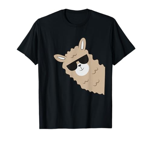 Le T-shirt drôle lama avec lunettes de soleil