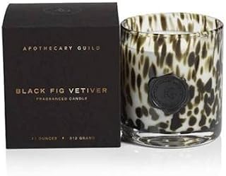 Zodax Black FIG VETIVER Apothecary Guild Opal Glass Gift Boxed Scented Jar Candle - 11 oz