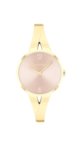 Calvin Klein Joyful - Reloj De Cuarzo 2h Para Mujer Con Caja De Acero Inoxidable, Resistente Al Agua Hasta 3 Atm 30 Metros, Eslabones Ajustables Para Un Ajuste Personalizado, 30 Mm, Dorado Plateado Calvin Klein Joyful - Reloj De Cuarzo 2h Para Mujer Con Caja De Acero Inoxidable, Resistente Al Agua Hasta 3 Atm 30 Metros, Eslabones Ajustables Para Un Ajuste Personalizado, 30 Mm, Dorado Plateado