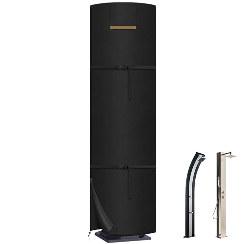 VANSHEIM Gartendusche Abdeckhaube Solardusche Schutzhülle für Solardusche Winterfest Abdeckplane Solar Dusche Wasserdicht Abdeckhauben für Sonnenschirm Winddicht UV-Beständiges 420D Oxford 230x67cm