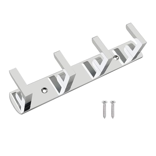 Image of VOLO Premium 4 Pin Chrome /Glossy Cloth Hanger, Wall Door Hooks Rail for Hanging Clothes, Bathroom Towel Hook Set. (Color : Silver)(Pack of 1 Hook)