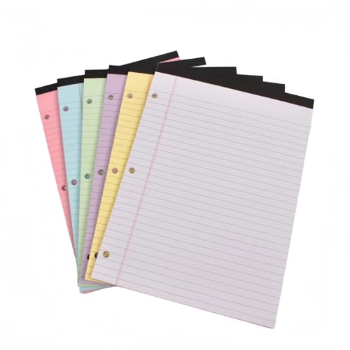 Rmisk 6 Pack 8.5 x 11 Legal Pads-Colored Wide Ruled Writing Pads with Sturdy Backing,Memo Pads,30 Sheets Per Pad,Perforated&3-Hole Punched Notepads Paper for School,Office&Home Use (6, Multicolor)