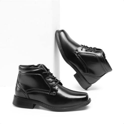 DREAM PAIRS Boys Dress Boots Lace-up Formal Shoes with Side Zipper4