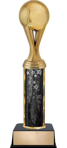 Customizable 11" Baseball Gold Ball Black Star Trophy Award, Engrave Now