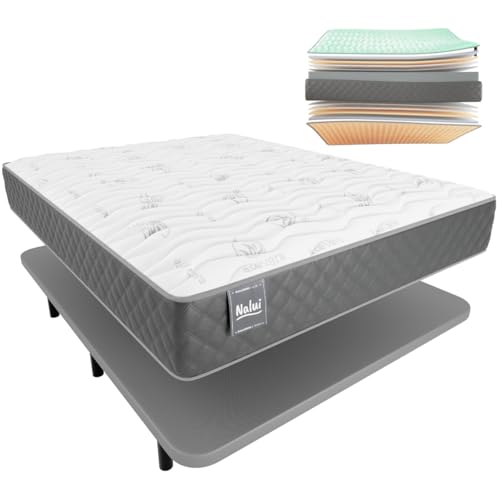 DON DESCANSO-Pack Colchón Viscoelástico 150x200cm Mulhacén + Base Tapizada de Acero. Colchón con Tejido Aloe Vera, F. Media-Alta y Transpirable. Alto Colchón: ±26cm | Alto Base: 30cm | Hecho en España