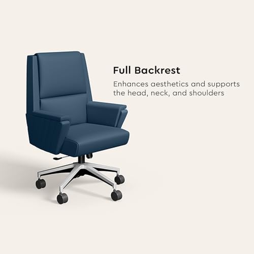 Image of Interio by Godrej Emerald Mid Back Leatherette Ergonomic Chair (Ruben Blue)