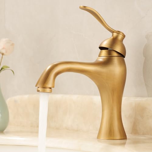 Grifos de latón antiguos LWX para lavabo de baño con monomando elegante