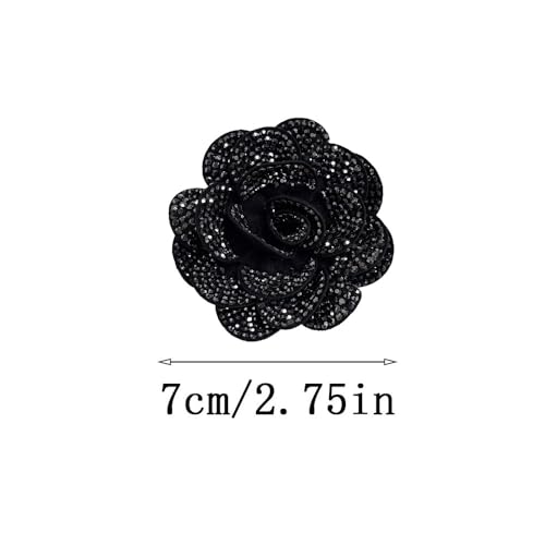 Rhinestone Rose Flower Brooch Lapel Pins for Women Her Fashion Crystal Camellia Flower Brooches Pin for Dress Accessories Jewelry Boutonniere Corsage Wedding Party Birthday Gift 70mm2