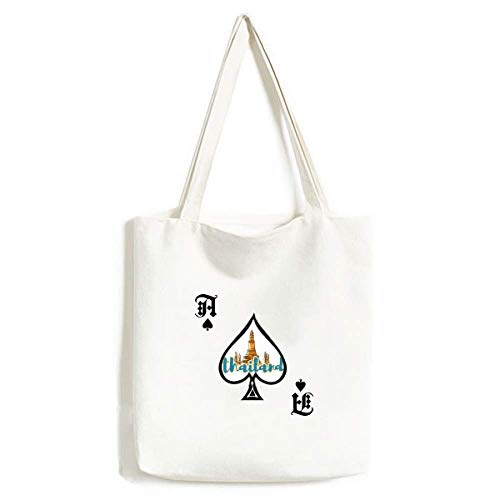 Sac lavable Thaïlande Wat Haw Pha Kaew grand cabas illustration Poker Spade