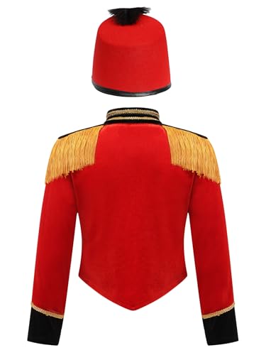 Hedmy Kids Boys Girls Circus Ringmaster Clothes Stand Collar Long Sleeve Tassel Ring Leading Tailcoat Top2
