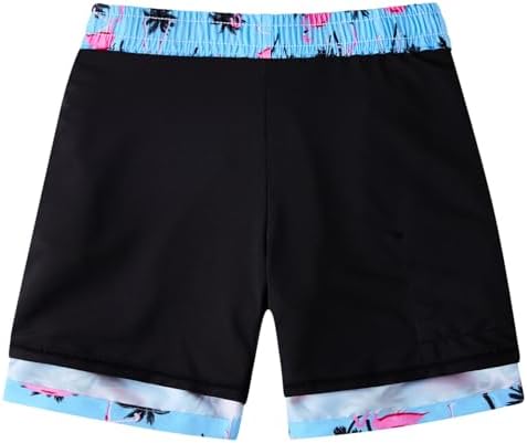 TUONROAD Boys Swim Trunks with Compression Liner Quick Dry Board Shorts with Boxer Brief Lined Bathing Suit 8-20 Years