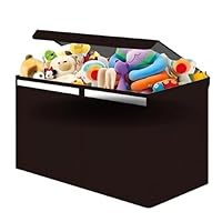 RAKARU Large Lightweight Foldable Toy Box Storage with Divider and Lid, Fabric kids toy storage with Dual Side Pockets for Clothes, Bedroom, Toys, Books, Playroom,62x42x33cm